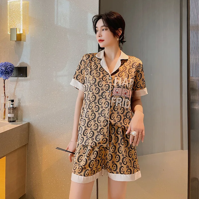 

Two-piece simulation silk home clothes for new ladies pajamas two piece set summer