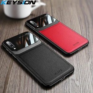 KEYSION Leather Case for Samsung Galaxy A50 A30S A20 A70 A7 2018 Mirror Glass Phone Back Cover for Samsung Note 10 Plus S10 9 8