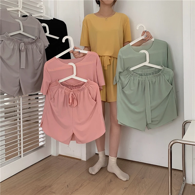 

Make summer two-piece new soft outfit loose t-shirts and shorts leisure two-piece women's suit