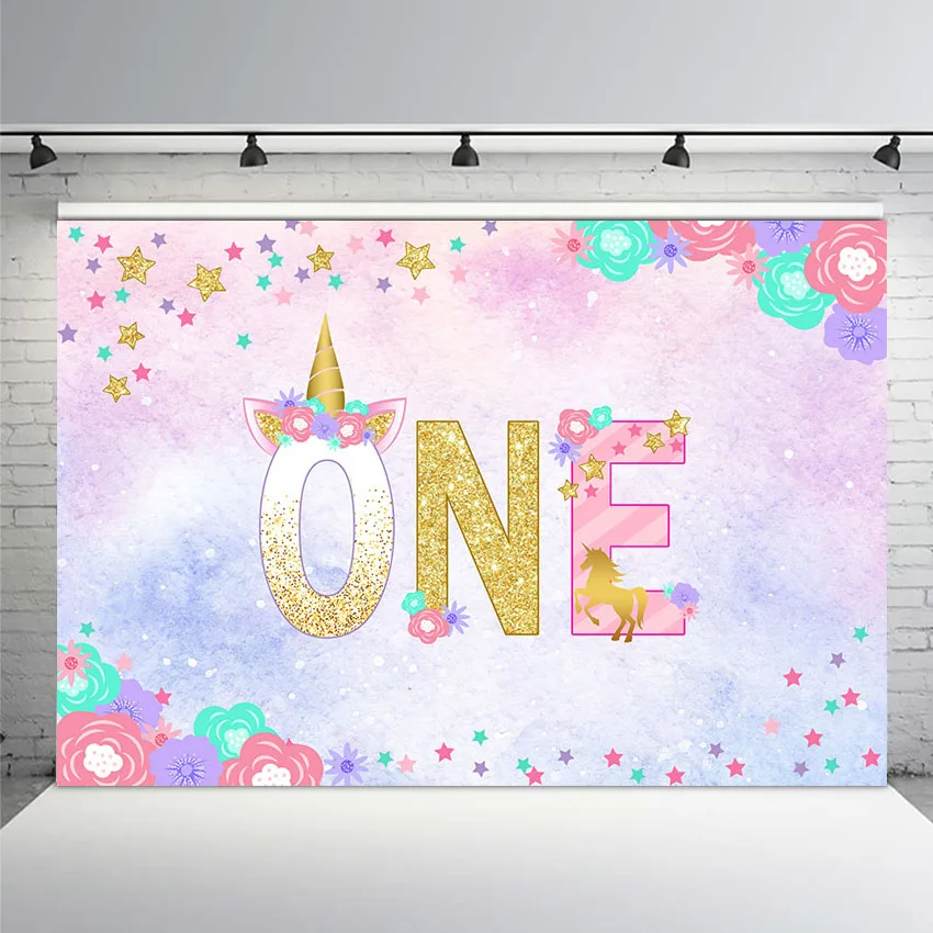 Photography Backdrop Rainbow Colourful Unicorn Stars 1st Birthday Girl Background Studio Photo Bohemian | Электроника