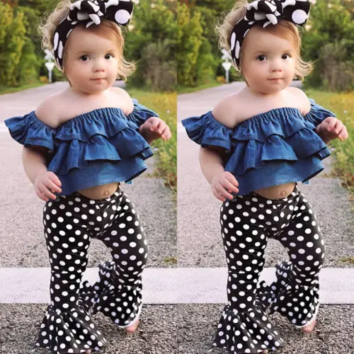 2018 новая детская одежда для девочек джинсовая рубашка с открытыми плечами и