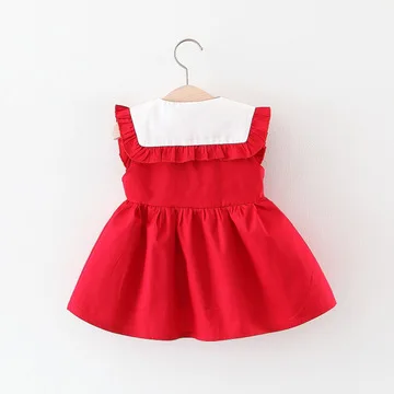 Летнее платье для маленьких девочек модное хлопковое с рукавами детское дня