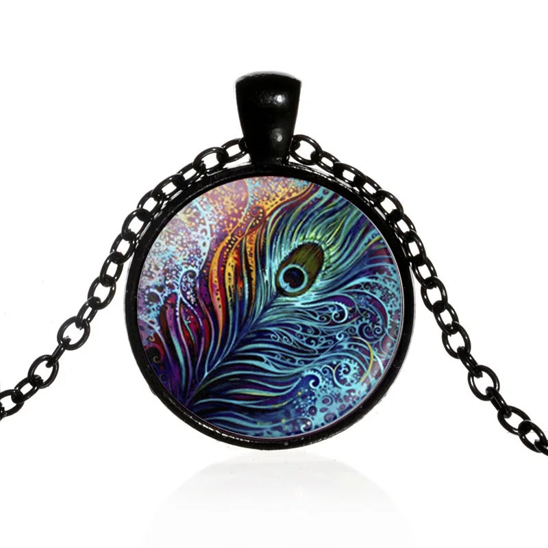 Азиатских в винтажном стиле С принтом павлиньи перья В этническом подвеска виде