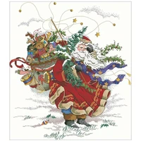 top santa claus in the snow counted cross stitch 11ct 14ct 18ct diy chinese cross stitch kits embroidery needlework sets