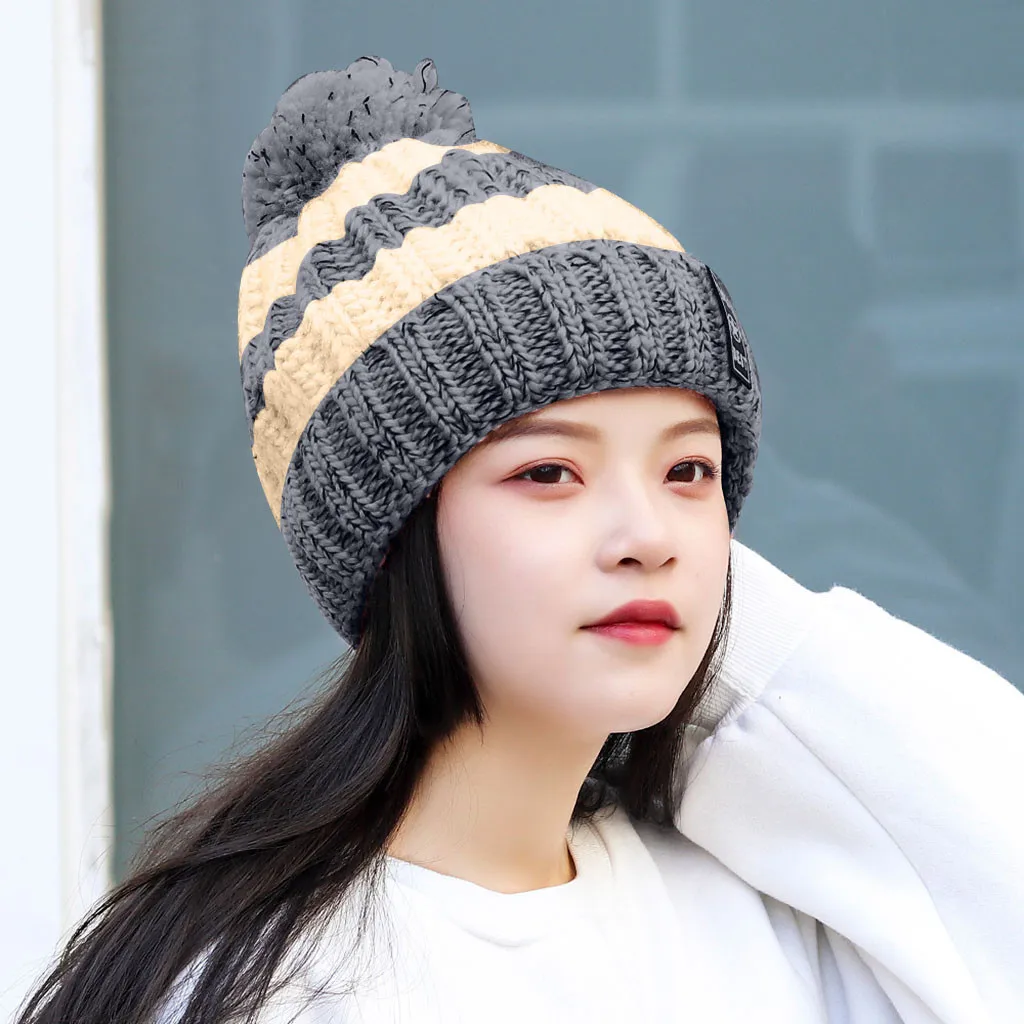 Женская зимняя шапка шерстяная вязаная шапочка настоящий натуральный мех с