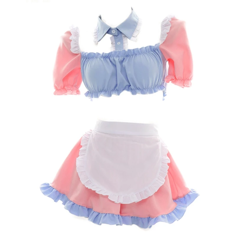 

Sexy Maid Cosplay Outfit Cute Pink Blue School Girl Costumes for Female Mini Skirt Uniform Charming Kawaii Women's Suit