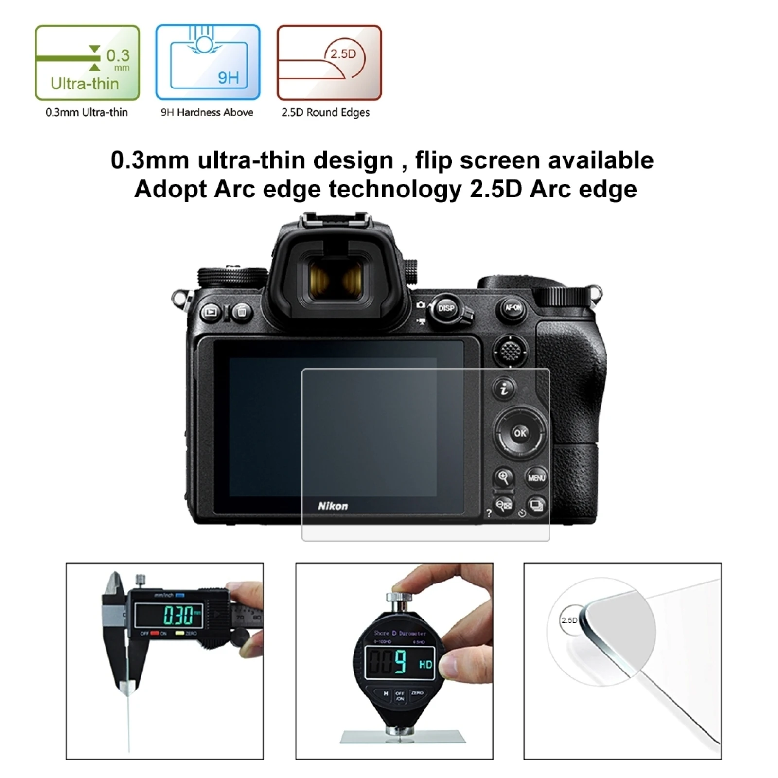 PULUZ защита для экрана камеры Nikon Z6 / Z7 2.5D с уровнем твердости 9H Закаленное стекло