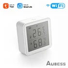 Умный Wi-Fi датчик температуры и влажности Tuya, комнатный гигрометр, термометр с ЖК-дисплеем, работает с Alexa Google Assistant