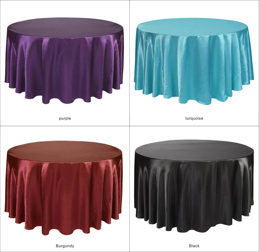 120 дюймов Круглый атласная скатерти для стола свадьбы подарки на день рождения