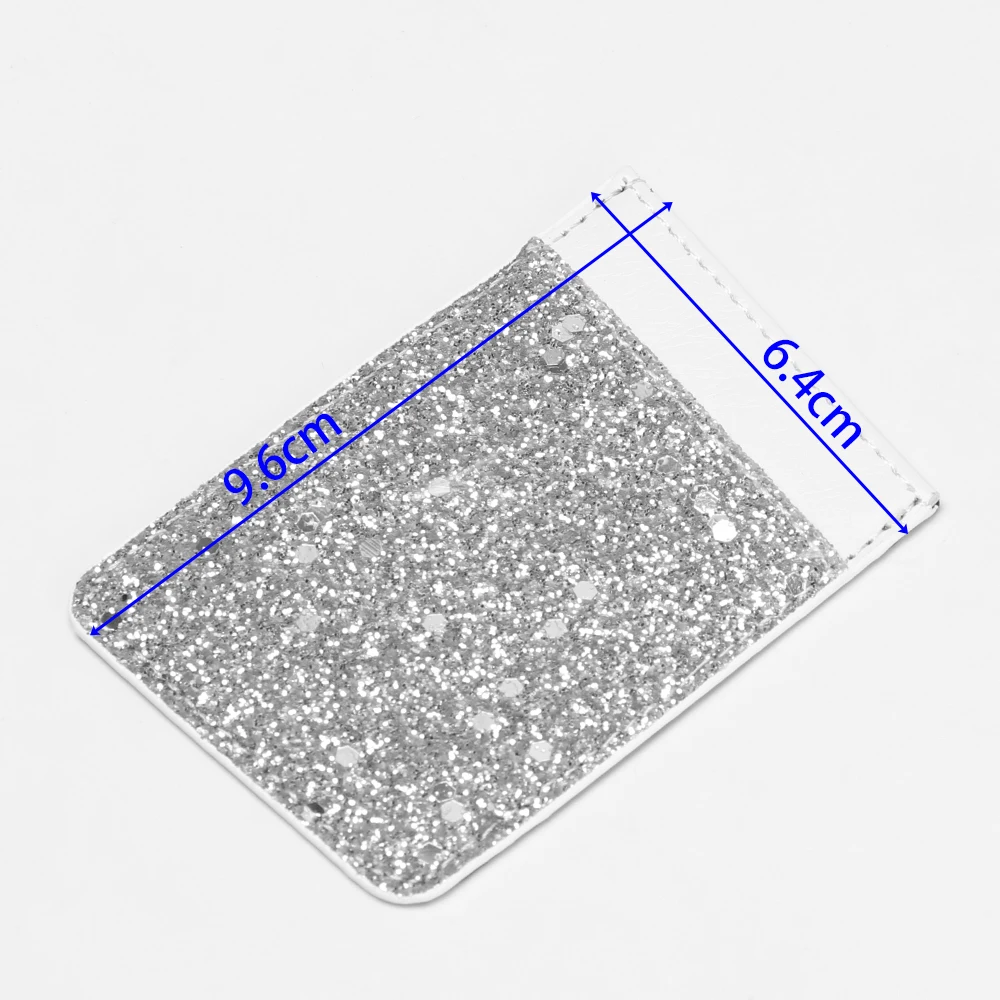 1PC PU Leather Sequins Cell phone Pocket Credit Card Holder For Phone Card Holder Sticker Adhesive Pouch Wallet Case