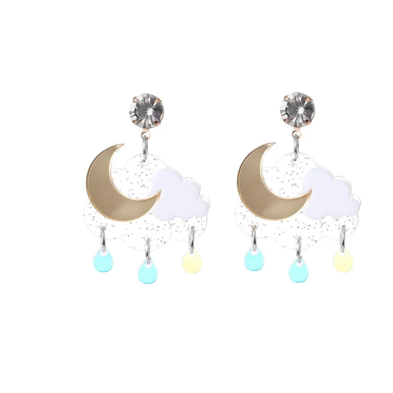 Акриловые Модные ювелирные изделия, милые серьги-подвески в виде облака и Луны