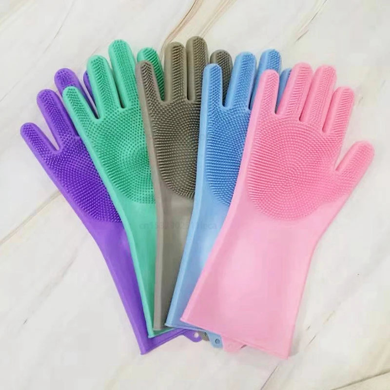 

1Pair Silicone Dishwashing Gloves Magic Silicon Cleaning Glove for Household Scrubber Rubber Kitchen Clean Tool Dish Wash Gloves