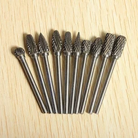 10 pcsset 6mm woodworking steel rotary tungsten carbide double cut point burr 18 shank fit tools die grinder shank burr tools