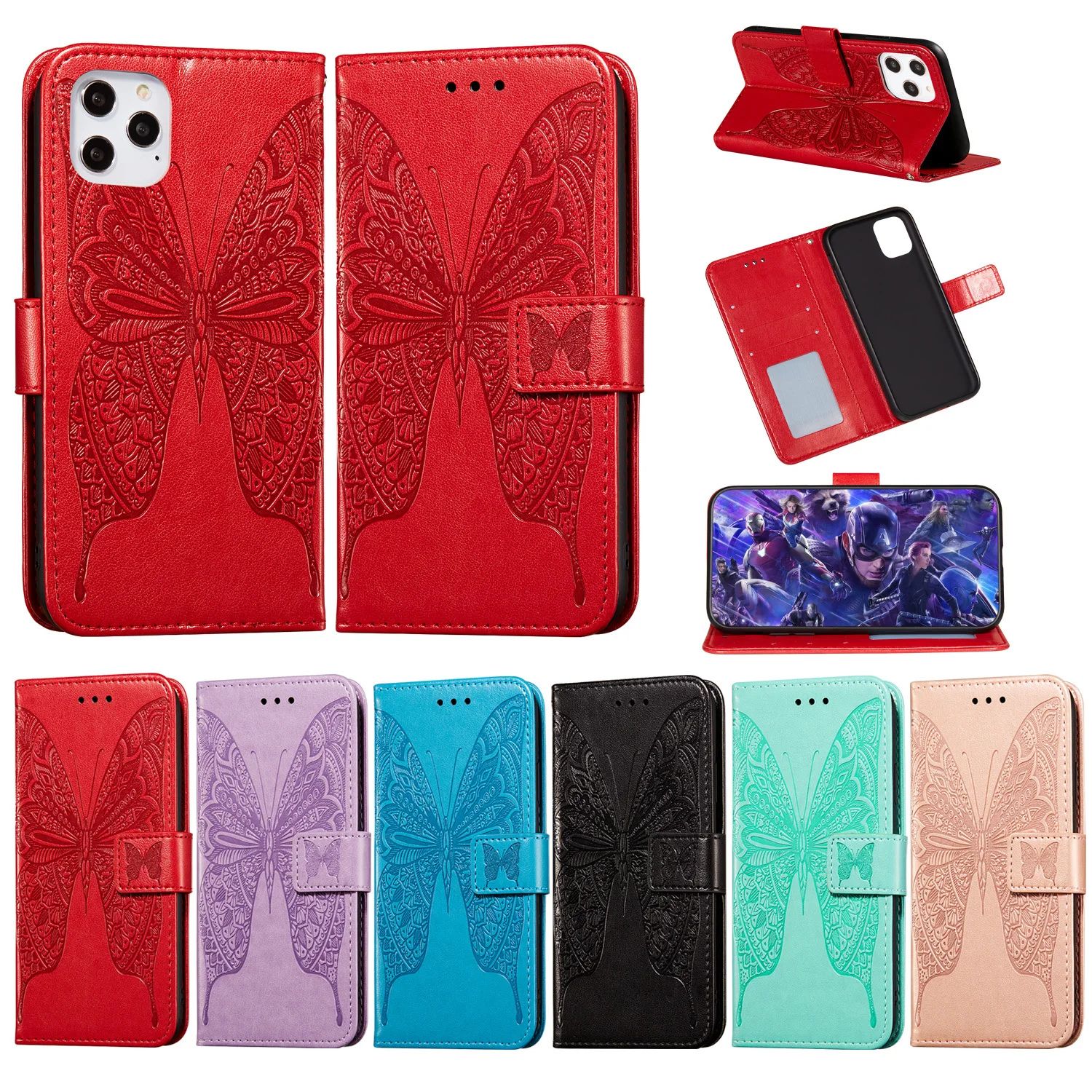 Flip Wallet Case For iPhone 12 11 Pro Xs Max XR X 8 7 Plus SE 2020 Coque Luxury Butterfly Leather Cover With Card Slots | Мобильные