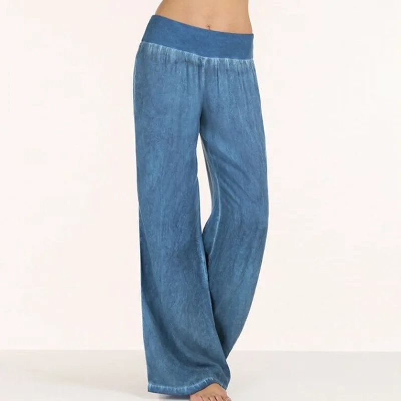

European and American-Style Plus-sized Casual Thin Cowboy Wide Leg Pants