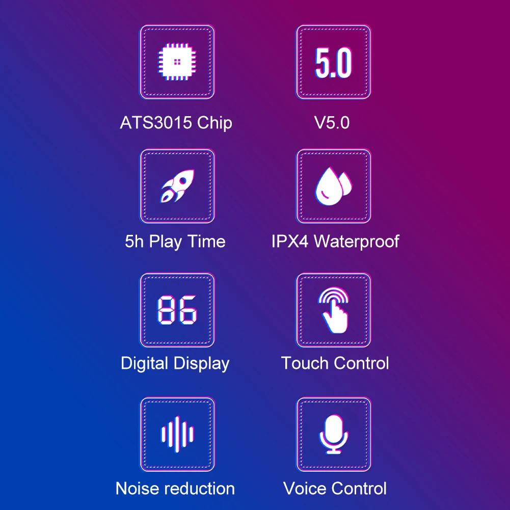 Wireless Headphone Earphones Gaming Waterproof Earbuds Digital Display Bluetooth-Compatible | Электроника