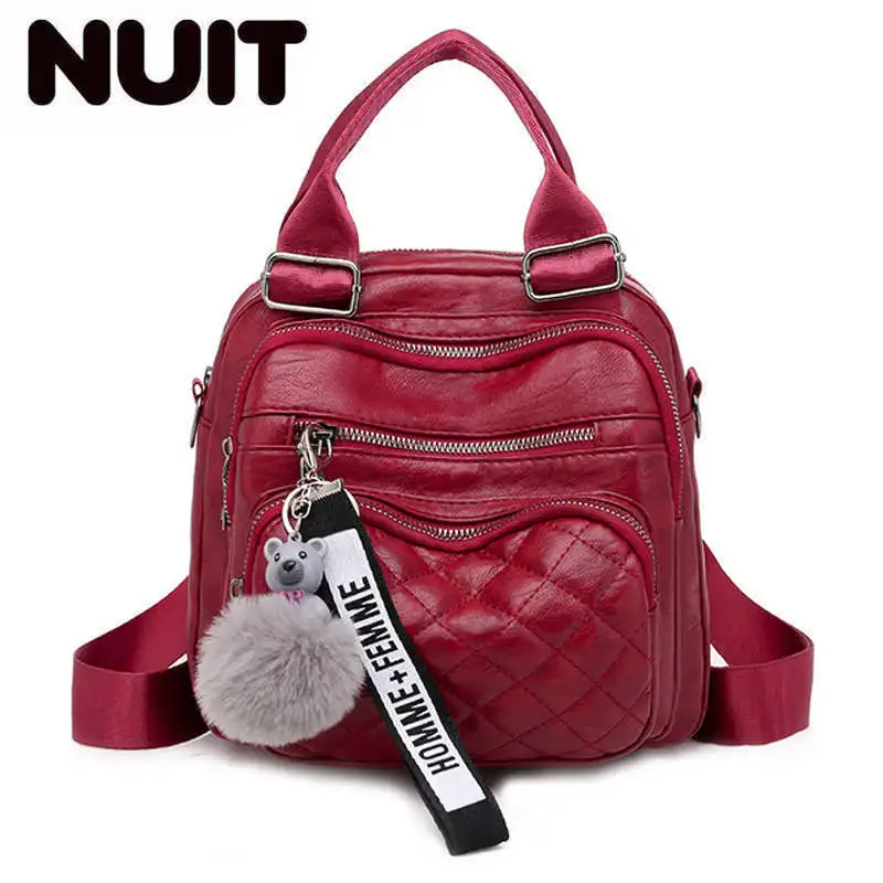 Брендовый качественный многофункциональный кожаный рюкзак модный школьный с