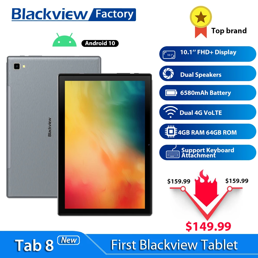 10 1 дюйма Blackview Tab 8 планшетный ПК с системой андроида и 0 4 Гб Оперативная память 64