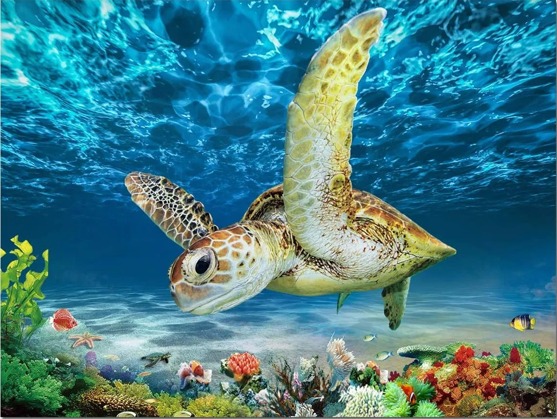 

JMINE Div 5D морская черепаха подводная рыба полностью Алмазная краска наборы для вышивки крестиком искусство Высокое качество животные 3D краск...