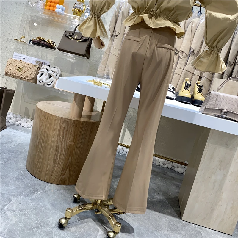 

2021 New Simple Casual High Waist Wide Leg Pants Drape Feeling Slim Long Legs Joker Straight Mop Pants