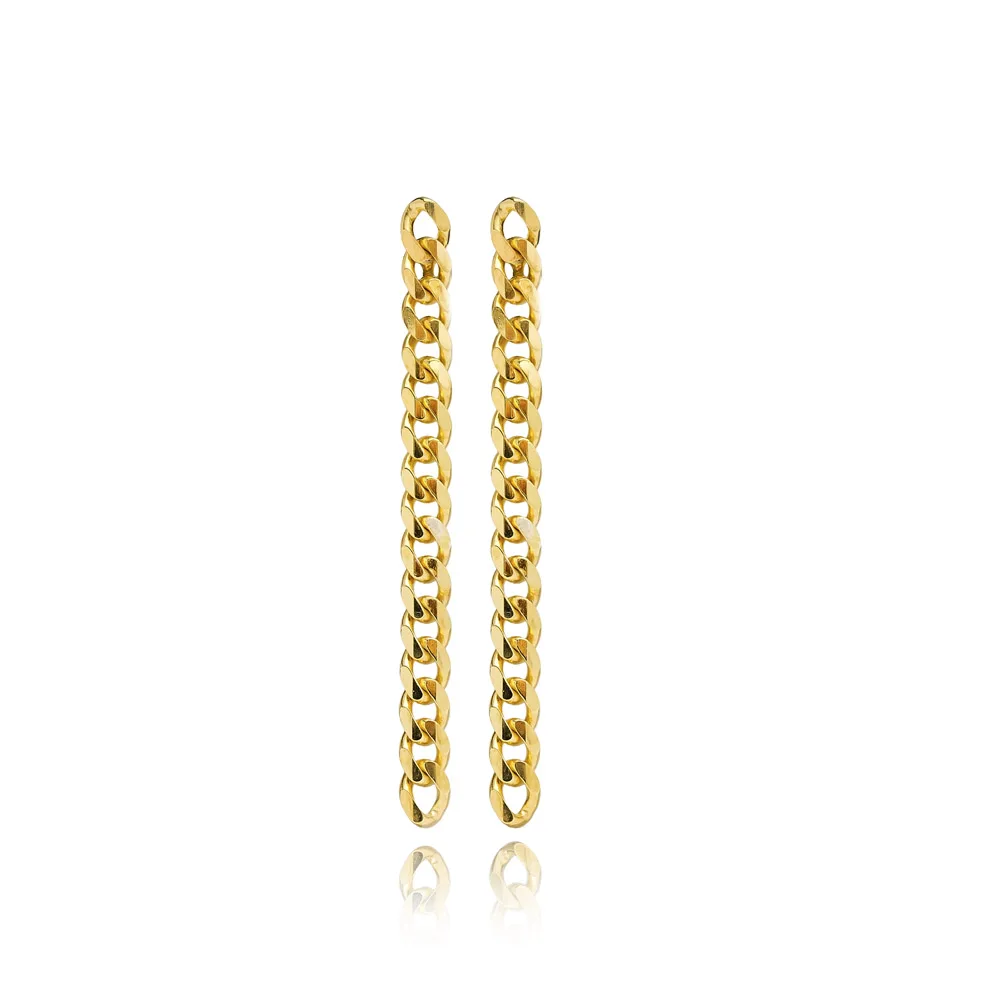 

Silver Chain Design Earrings Curb Chain Earring Stud Chain Link Earrings Spenta 925 Silver jewelry