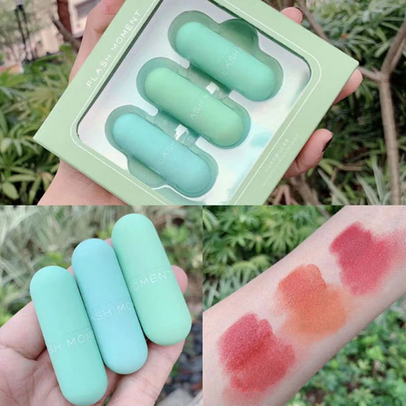 3 шт./компл. матовый блеск для губ тинт увлажняющее средство макияжа жидкая