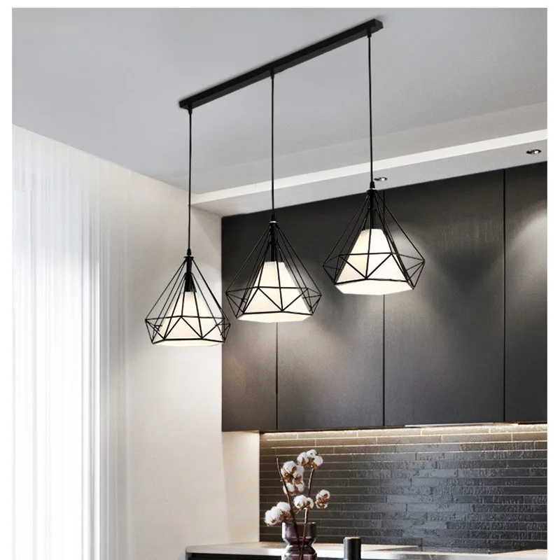 Современный винтажный железный подвесной светильник для гостиной Алмазный