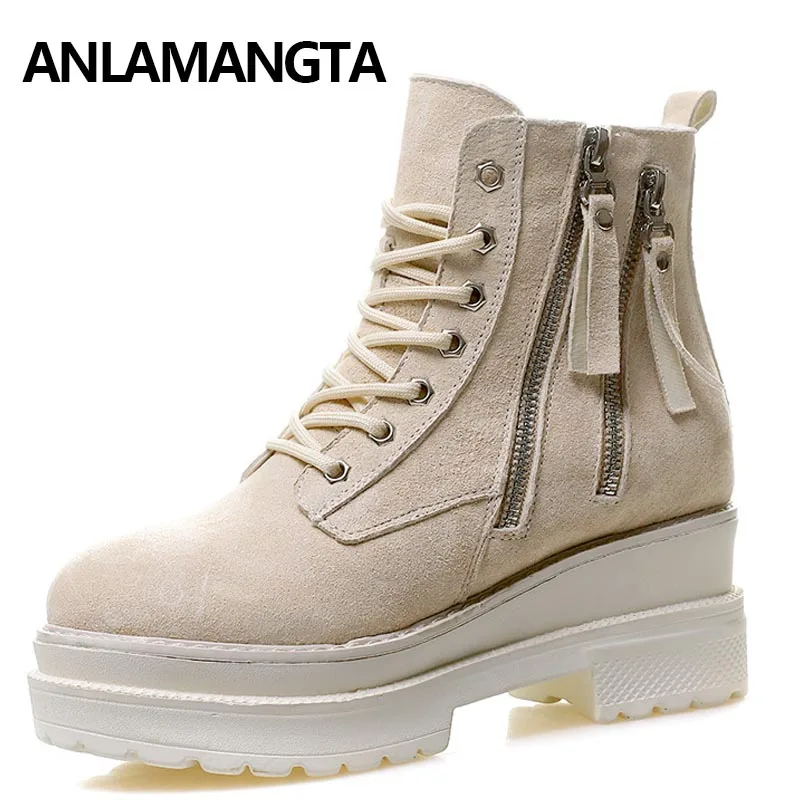 Ботинки женские кожаные ботинки сезон осень зима повседневные обувь на шнуровке