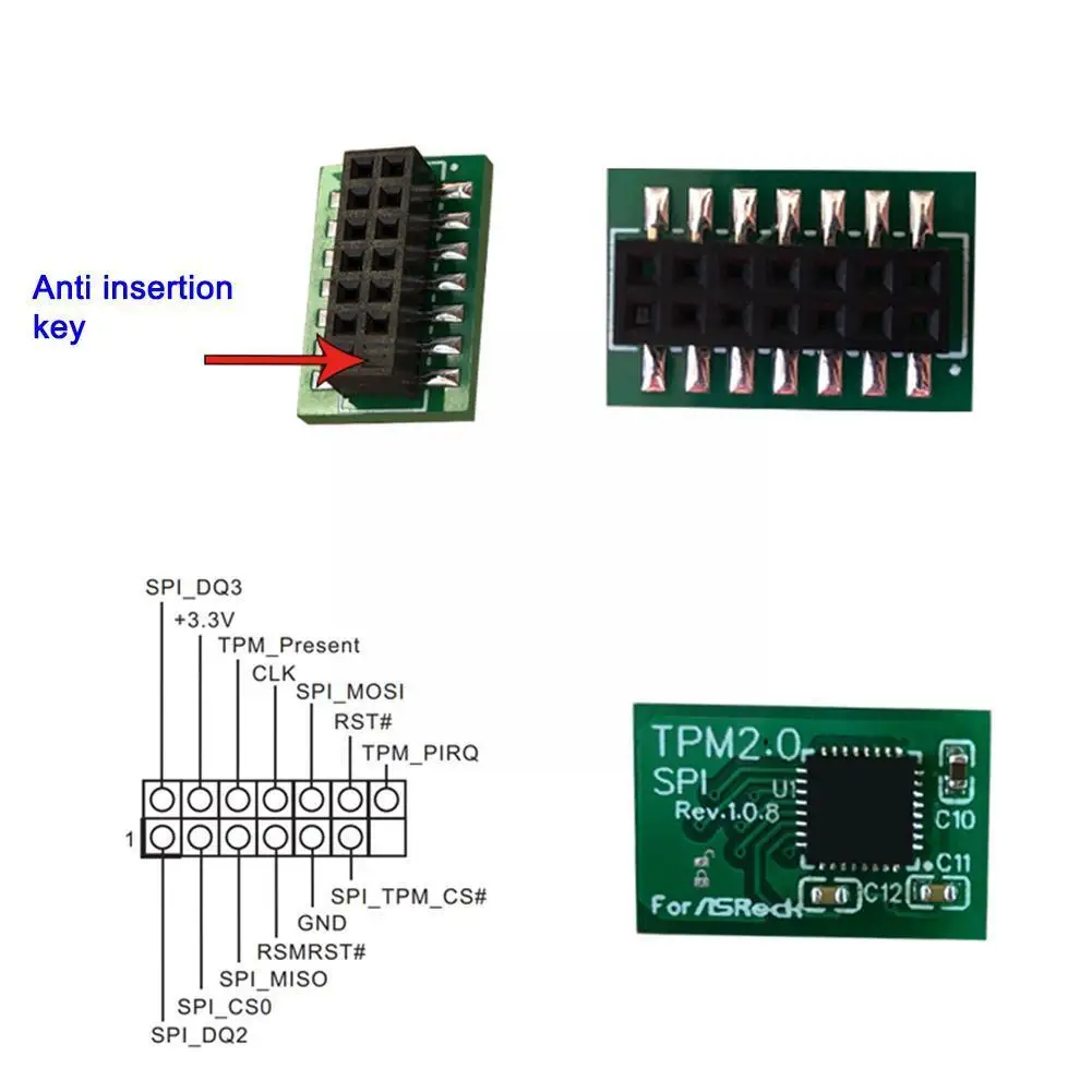 Модуль безопасности шифрования TPM 2.0 удаленная карта поддержка s 14 Pin 18 20-1pin 2 0 12
