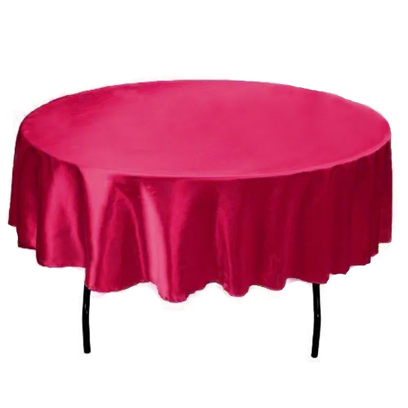 dark pink 1 шт., 145x145 см, круглая сатиновая скатерть, покрытие для стола, посуда для ресторана, отеля, банкета, дома, свадьбы, вечеринки, украшение стола - Цвет: dark pink