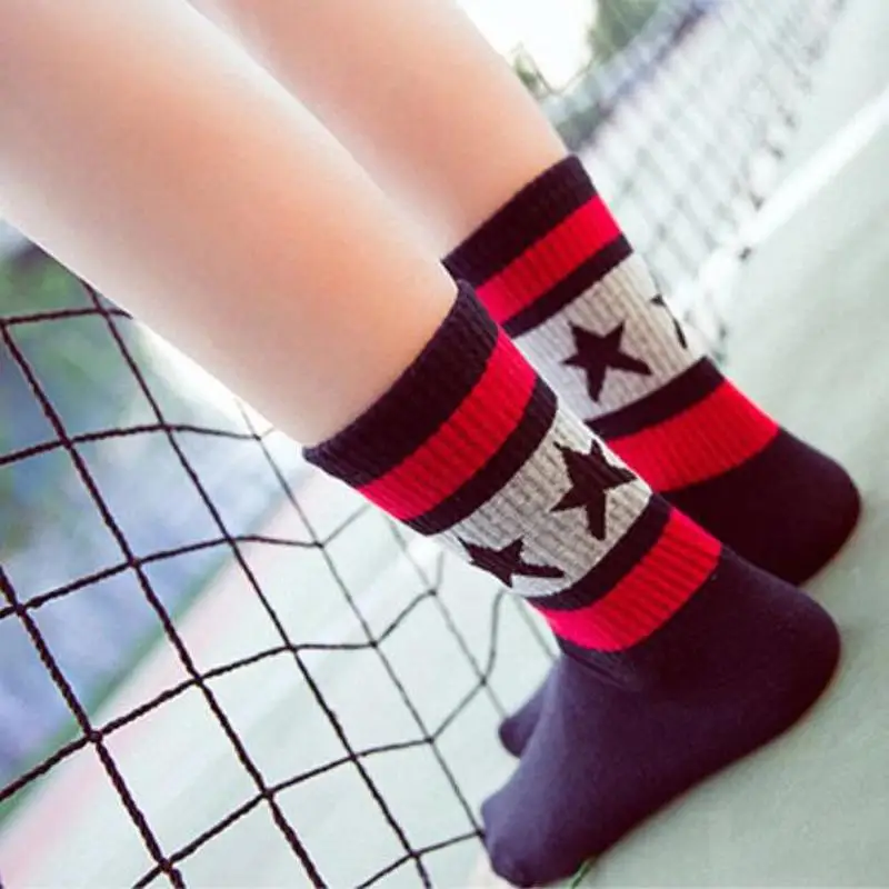 Корейский стиль женские носки Харадзюку в полоску с рисунком медведя из мультика