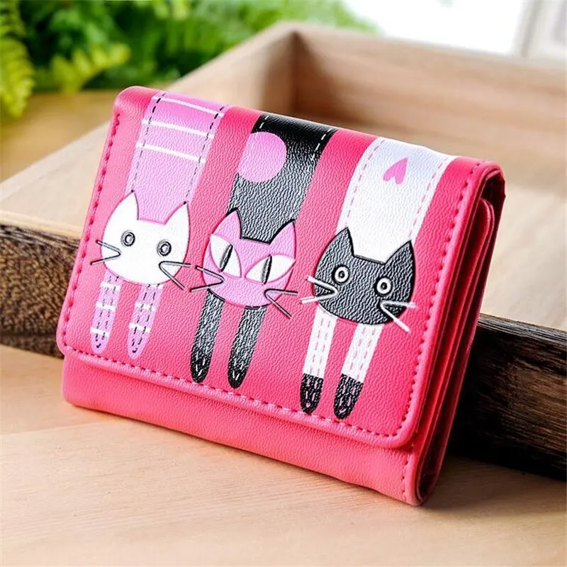 

Short Women Wallets With Zipper Coin Pocket Card Holder Brand Lovely Cat Wallet Ladies Purses Female Wallet carteira
