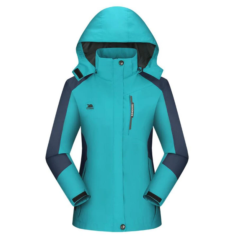 Куртка женская однотонная Толстая с капюшоном водонепроницаемая теплая