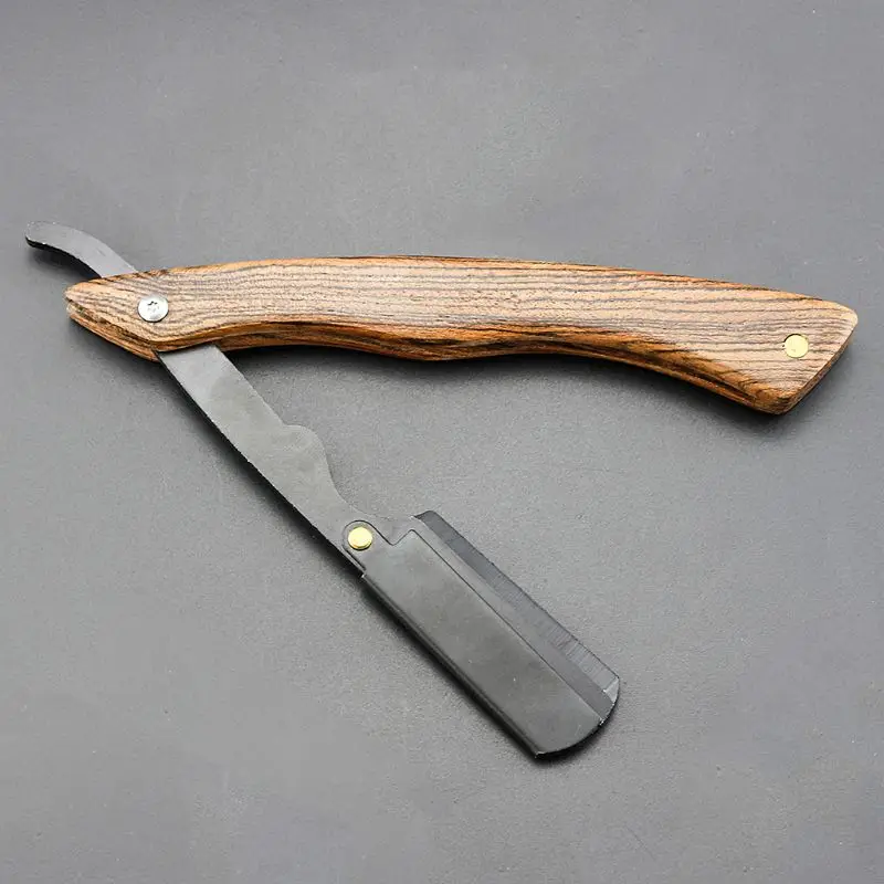 

Vintage Manual Shaving Razor Wood Handle Straight Edge Barber Shaver for Men