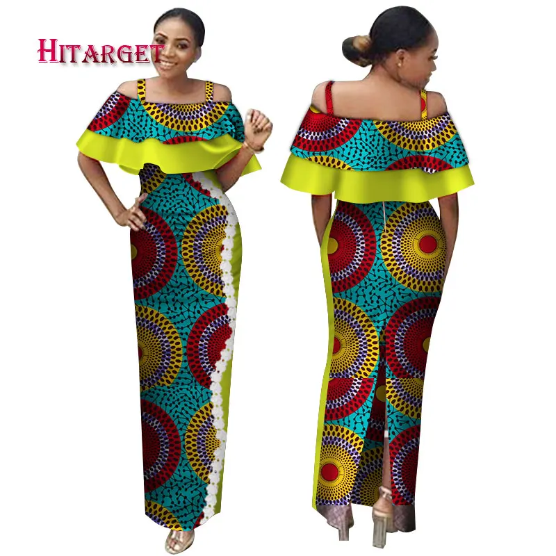 Модные африканские платья для женщин базин богатые сексуальные с вырезом