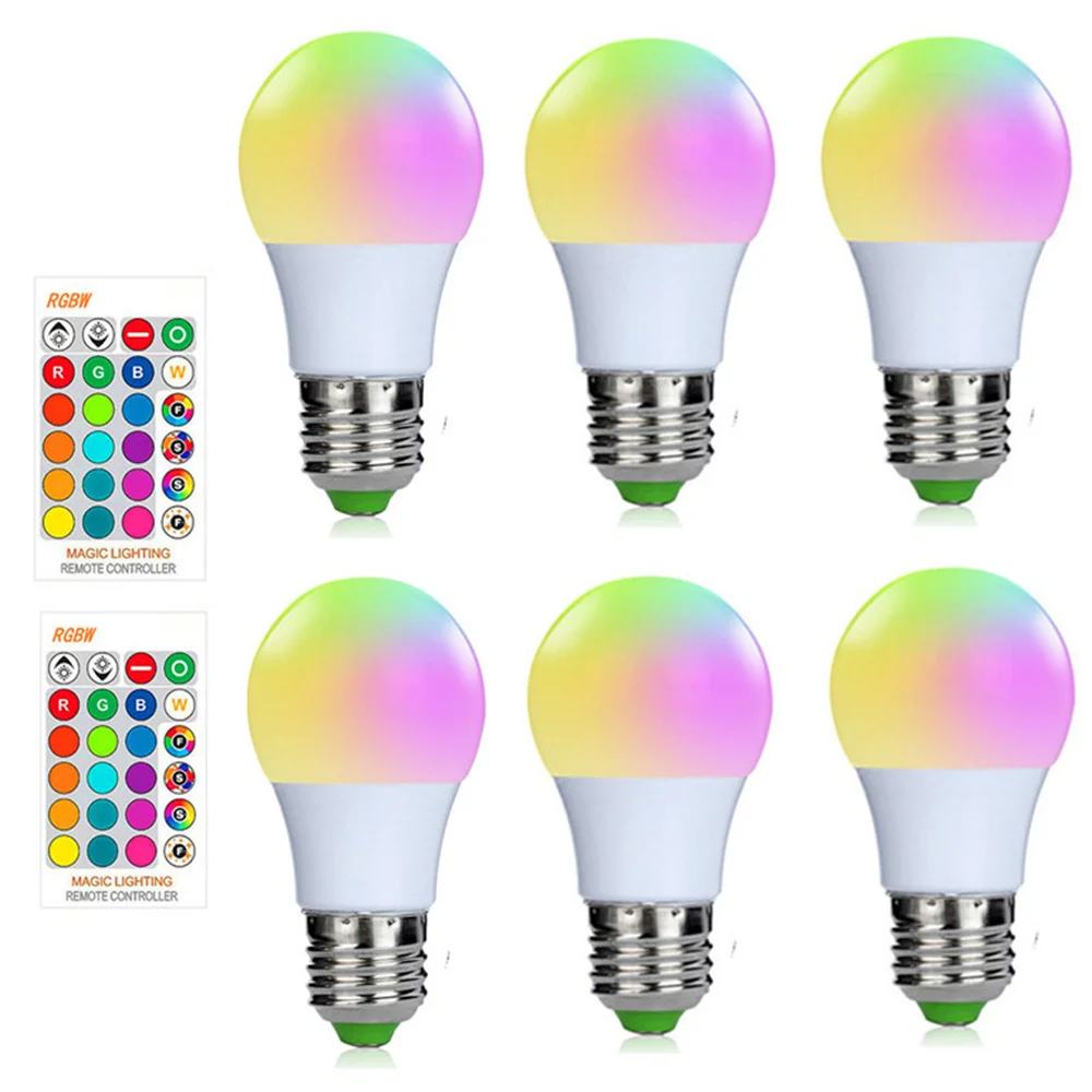 

Smart 3W RGBW Light Bulbs E27 LED Smart Bulbs A50 Colorful Changing Bulb Dimmable Decorative Remote Controlled AC85-265V