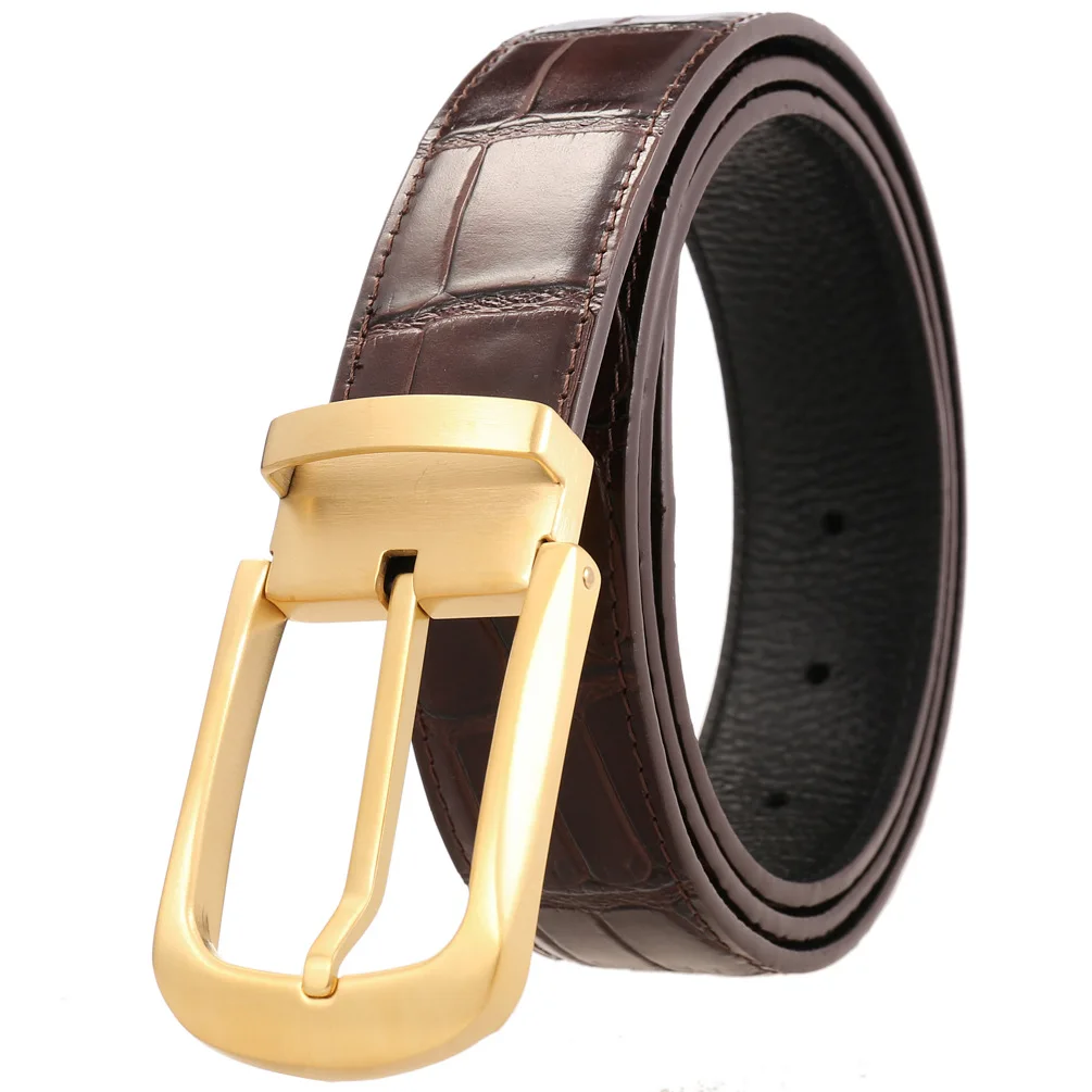 

FANGE mens belt genuine leather designer men belts for jeans dress pants adjustable belts reversible male slide ratcher FG7004-2