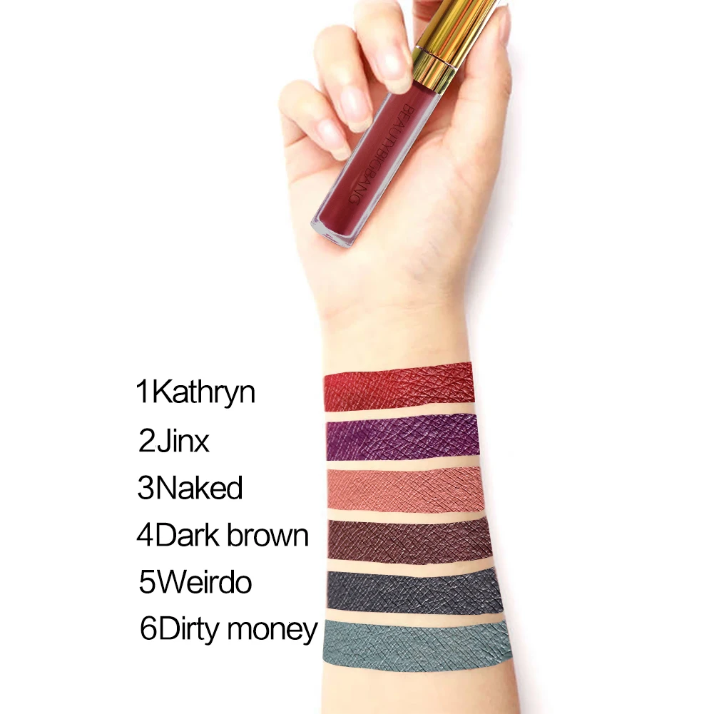 Beautybigbang жидкая губная помада, макияж, сексуальные цвета, красный, черный, розовый цвет, матовая губная помада, водостойкая, стойкий блеск для губ, набор для губ