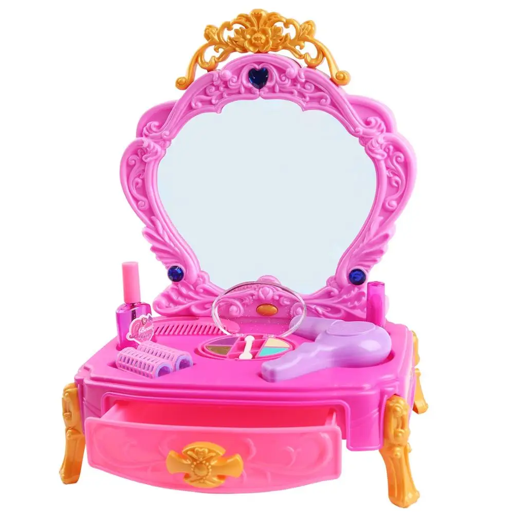 Девушки Принцесса макияж туалетный столик Комод кукла аксессуары с подсветкой