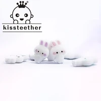 kissteether 5pcs silicone rabit teether beads biter beads baby teething pendant silicone pacifier clips teething toys diy gift