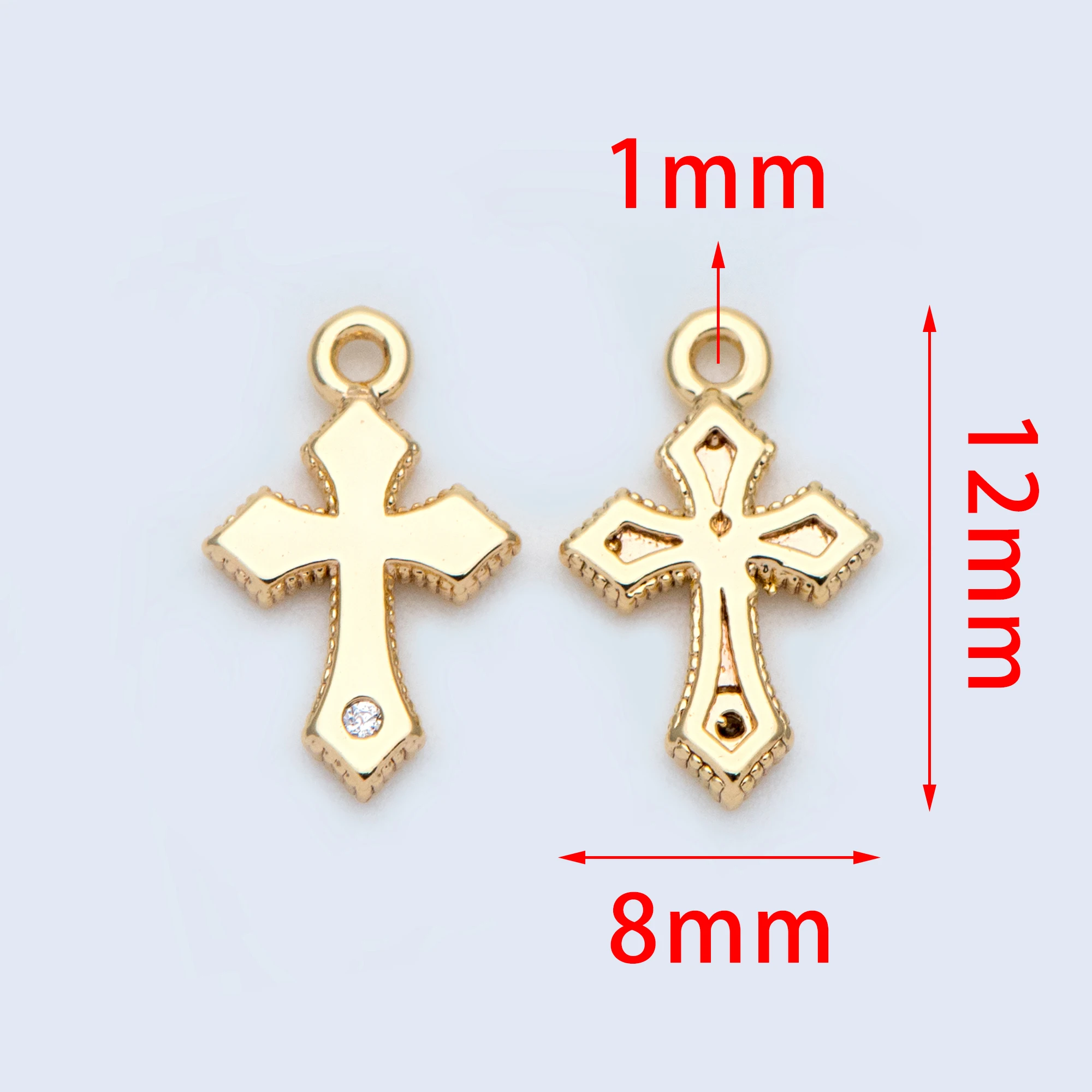 10 шт Позолоченные латуни Крест Браслеты с подвесками CZ вымощенное крест подвески