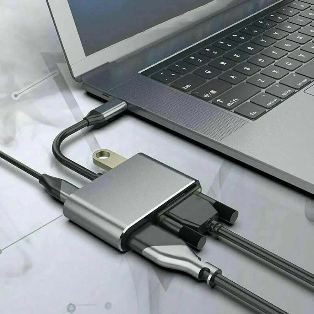 Адаптер концентратор с разъемами USB 3 0 и Type C на PD для зарядки VGA 4K HDMI переключатель