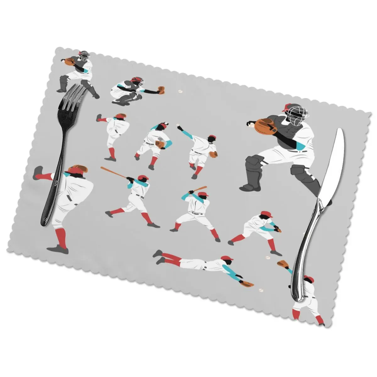 

6 шт. столовых Бейсбол плеер позу и положение ткань Коврики на стол посуда Кухня инструмент Коврики на стол