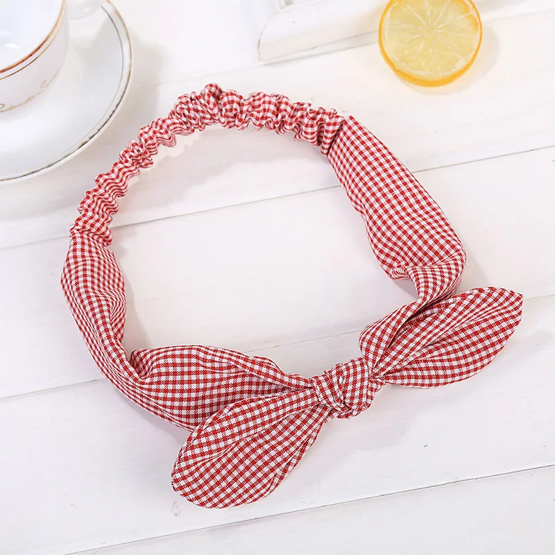 style 9 red Одноцветный ободок с заячьими ушами для женщин, завязанный бантом, повязка для волос, женский эластичный ободок для волос с заячьими ушками, головной убор, аксессуары для волос - Цвет: style 9 red