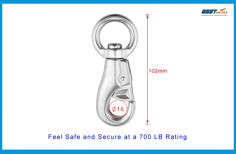 Нержавеющая сталь 304 поворотный оснастки Крюк Скоба 1000Lb емкость Номинальная