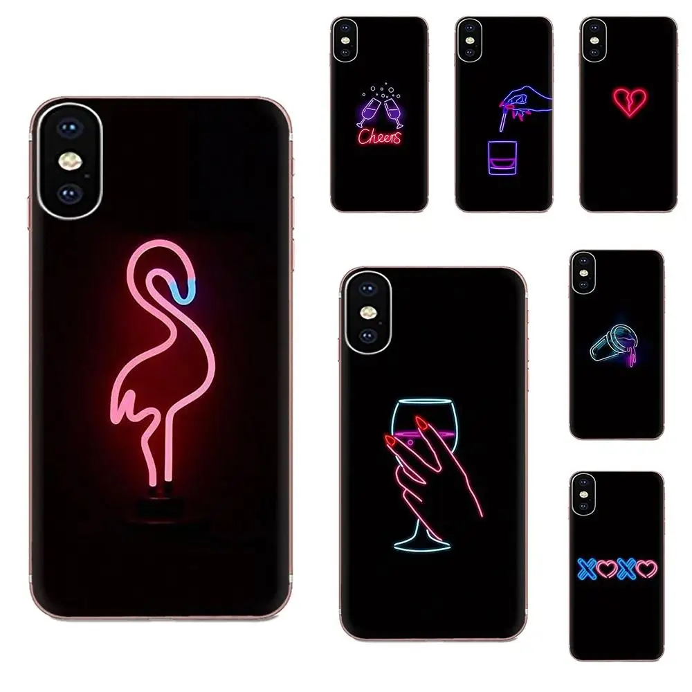 Мягкие чехлы из ТПУ черный фон флуоресцентный узор для Apple iPhone 11 Pro X XS Max XR 4 4S 5 5C 5S SE