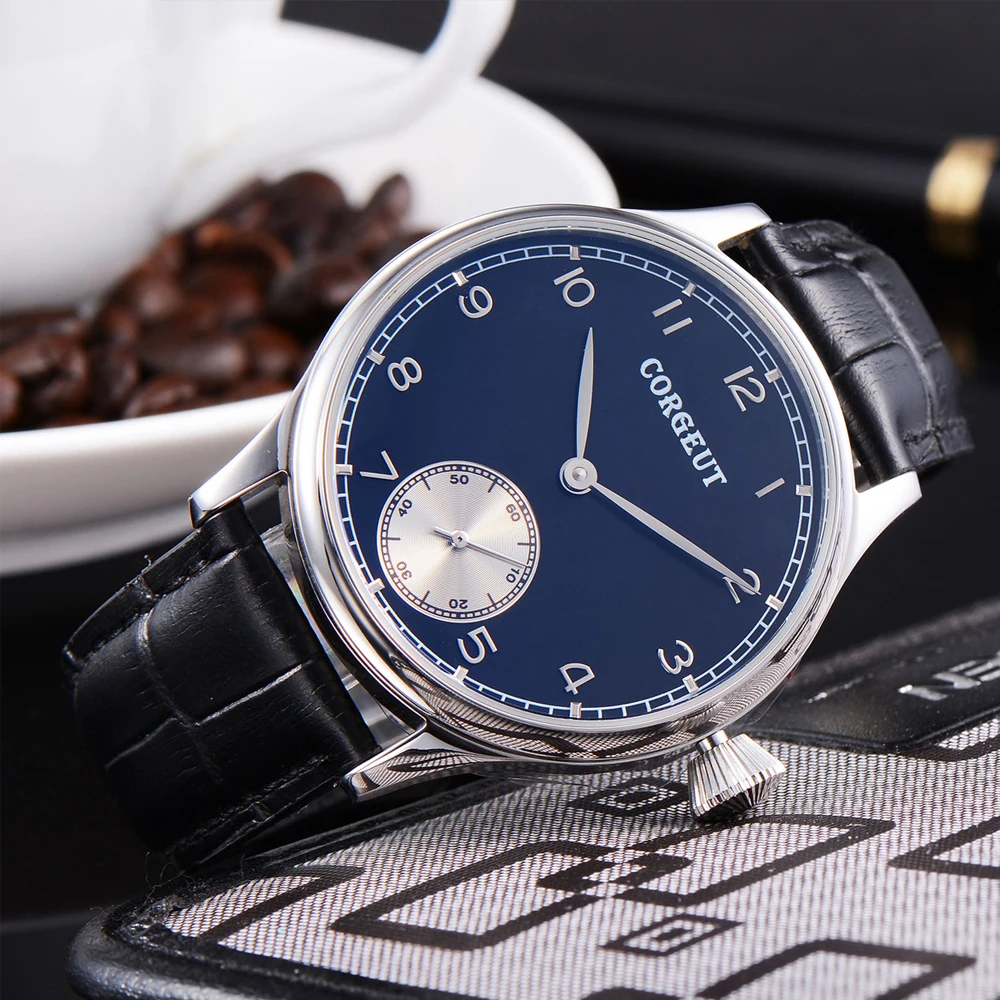 Часы мужские механические с кожаным ремешком 44 мм|Мужские часы| |