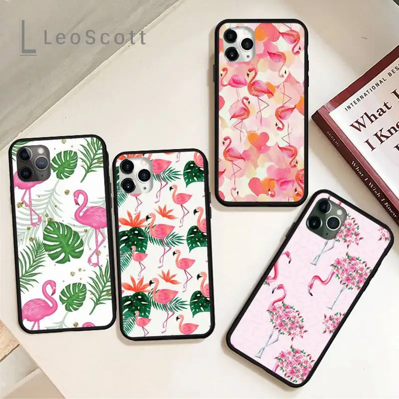 

Flamingo Animal bird cute Phone Cases for iPhone 11 12 pro XS MAX 8 7 6 6S Plus X 5S SE 2020 XR Soft silicone cover funda coque