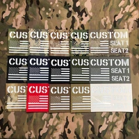 reflective material 15cm custom logo flag laser cut patch name tapes white letters morale tactics military airsoft