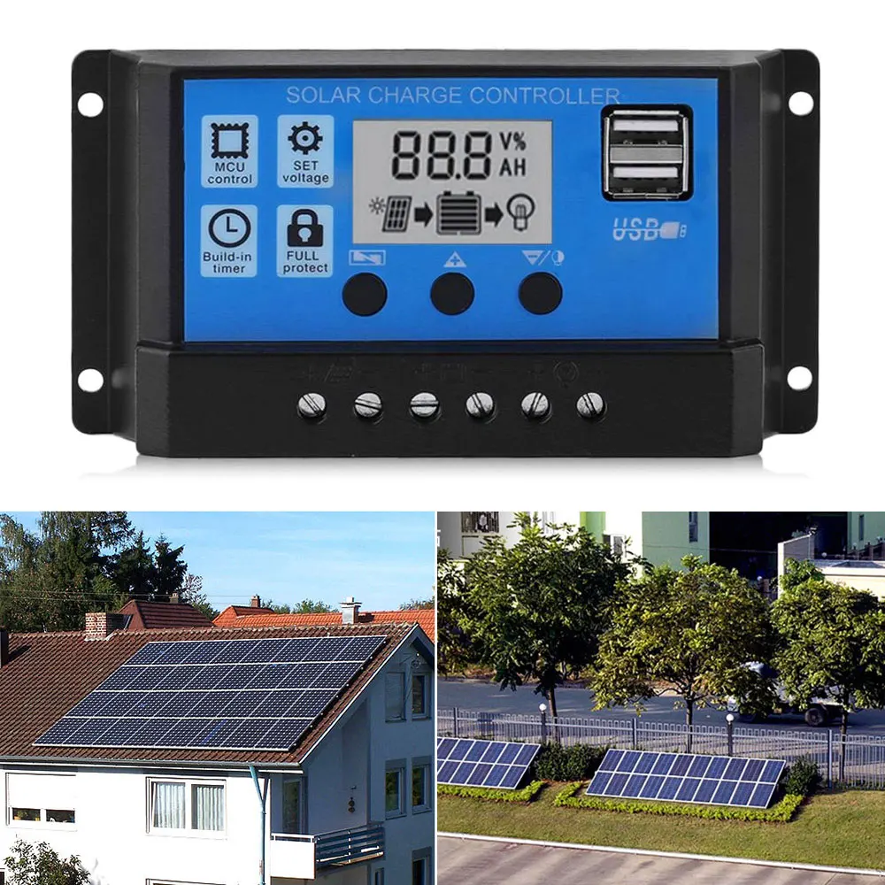 PWM режим 2 USBDC 12/24V 10-100A панели солнечных батарей регулятор напряжения зарядки